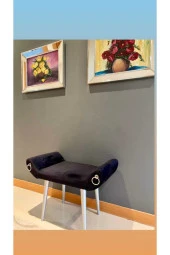 Mc Mobilya Peri Bench Puf Tabure Krom Ayak - 2