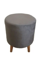 Arasta Life Style 35 Cm Çap Silindir Ahşap Bacak Puf Tabure - 1