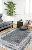 Modern Gri Dijital Baskı Yıkanabilir Hipoalerjenik Kaymaz Taban Halı Yolluk HA040 - 7