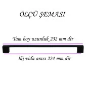 Marmara Kulp 224 mm Siyah Mutfak Kulpu Çekmece Dolap Kapak Kulbu Metal  Mobilya Dolabı Kulpları - 2