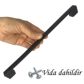 Marmara Kulp 224 mm Siyah Mutfak Kulpu Çekmece Dolap Kapak Kulbu Metal Mobilya Dolabı Kulpları - 3