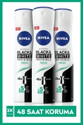 Nivea Deodorant Sprey Kadın Black & White Fresh 150 ml Anti-perspirant 3 Adet - 1