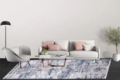 Modern Gri&Kahverengi Dijital Baskı Yıkanabilir Hipoalerjenik Kaymaz Taban Halı Yolluk HA039 - 3