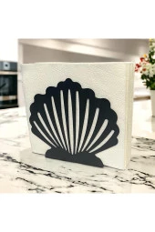 İstiridye Temalı Siyah Metal Peçetelik - 5