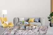 Modern Gri Dijital Baskı Yıkanabilir Hipoalerjenik Kaymaz Taban Halı Yolluk HA064 - 5