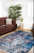 Modern Mavi Dijital Baskı Yıkanabilir Hipoalerjenik Kaymaz Taban Halı Yolluk HA069 - 3
