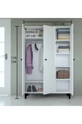 Mobilique Selin Üç Kapaklı Raflı Gardrop - 1