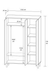 Mobilique Selin Üç Kapaklı Raflı Gardrop - 5