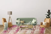 Modern Pembe Çerçeveli Dijital Baskı Yıkanabilir Hipoalerjenik Kaymaz Taban Halı Yolluk - 4