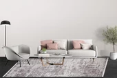 Modern Krem Dijital Baskı Yıkanabilir Hipoalerjenik Kaymaz Taban Halı Yolluk - 5