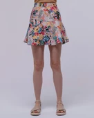 Kadın Desenli Şortlu Kısa Etek - 3
