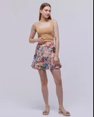 Kadın Desenli Şortlu Kısa Etek - 1