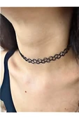 Siyah Choker Tasma Tatto Kolye Siyah Renk Tek Ebat Beden - 1