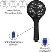 Wenko Duş Başlığı 3 Fonksiyonlu Siyah - Made in Germany - 6