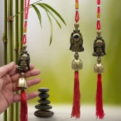 Çin Feng Shui Şans ve Bereket Metal Çan Buda 30 cm thumbnail 3
