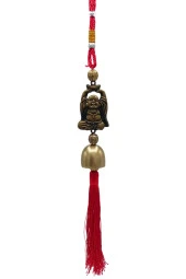 Çin Feng Shui Şans ve Bereket Metal Çan Buda 30 cm thumbnail 4