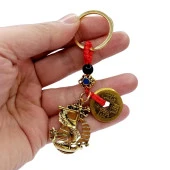 Çin Feng Shui Şans ve Bereket Parası Metal Anahtarlık thumbnail 3