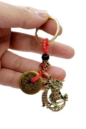 Çin Feng Shui Şans ve Bereket Parası Metal Anahtarlık thumbnail 8