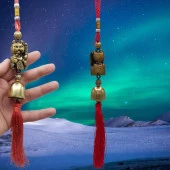 Çin Feng Shui Şans ve Bereket Metal Çan Maneki Neko 30 cm thumbnail 4