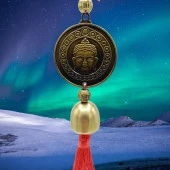 Çin Feng Shui Şans ve Bereket Metal Çan Tapınak Buda 30 cm thumbnail 5