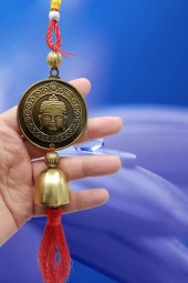 Çin Feng Shui Şans ve Bereket Metal Çan Tapınak Buda 30 cm thumbnail 8