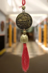 Çin Feng Shui Şans ve Bereket Metal Çan Tapınak Buda 30 cm thumbnail 9