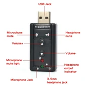 7.1 USB Ses Kartı Virtual Sound 3D - Win 7 Win 8 Win 10 PC Laptop - 5