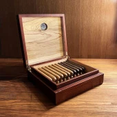 Mezmob Masif Yerli Sedir Ağacı Humidor Puro Kutusu Küçük Boy Analog - 6