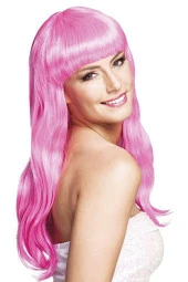 Soft Pembe Renk Uzun Düz Parti Peruğu - 1
