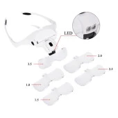 5 Lens 1.0X-3.5X 2Led Işıklı İle Ayarlanabilir Gözlük Büyüteç 9892B2 - 4