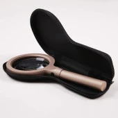 12 Led Işıklı 10X Büyüteç Yaşlılar Ve Çocuklar Için Okuma Saplı Metal Büyüteç 8013 - 1