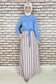 Moda Çizgi Tesettür Elbise - 1