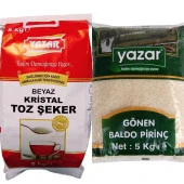 Yazar Kristal Toz Şeker(Kraft Ambalaj) 5 Kg + Baldo Pirinç (Gönen) 5 Kg - 1