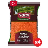 Yazar Yerli Kırmızı Mercimek 2 Kg. x 4 Paket - 1