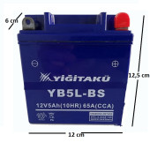 12 V 5 Ah yiğit akü YB5L BS Motorsiklet Aküsü - 2