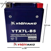 12 V 7 AH AMPER YİĞİT AKÜ YTX7L BS MOTOSİKLET AKÜSÜ - 2