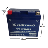 12 V 12 Ah Yiğit Akü YT12B Motorsiklet Aküsü - 2