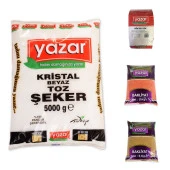 Yazar Kuru Gıda Seti 5KG Siyez Unu+5KG Pilavlık Bulg+5KG Kırmızı Merci+5KG Toz Şeker=20kg - 1