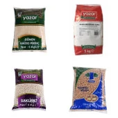 Yazar Kuru Gıda Seti 5KG Gönen Baldo Pirinç+5KG Karabuğday Unu+5KG Fasulye+5KG Nohut =20kg - 1