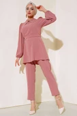 Yakası Taş Detaylı İkili Takım Pudra thumbnail 2