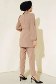 Yakası Taş Detaylı İkili Takım Vizon thumbnail 3