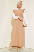 Omuz Fırfırlı İkili Takım Elbise Bej thumbnail 1
