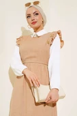 Omuz Fırfırlı İkili Takım Elbise Bej thumbnail 2