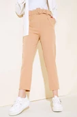 Kemerli Kopçalı Kumaş Pantolon Latte thumbnail 2