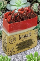 Nostalji Adında (%100 El Yapımı) Kırmızı Killi Hamam Banyo Sabunu 110gr - 2