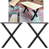 Metal Masa Ayağı 72 Cm Ahşap Kütük Masa Ayağı X Tasarım - 1