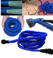 30 Metre Uzayan Bahçe Sulama Araç Yıkama Hortumu 7 Kademeli Başlık Tabanca - 1