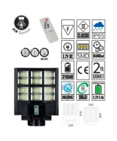600W Solar Sokak Aydınlatması 6500K (Beyaz Işık) - 2