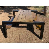 Piknik Masası Ahşap Dış Mekan Bank Metal Bank Ayağı - 1