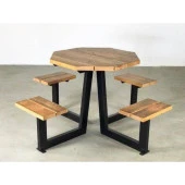 Oturaklı Bank Ahşap Dış Mekan Bankı Metal Bank Ayağı - 1